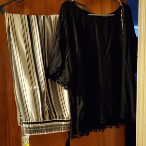 Palazzo Light Summer Pants w coordinating Blk Top
